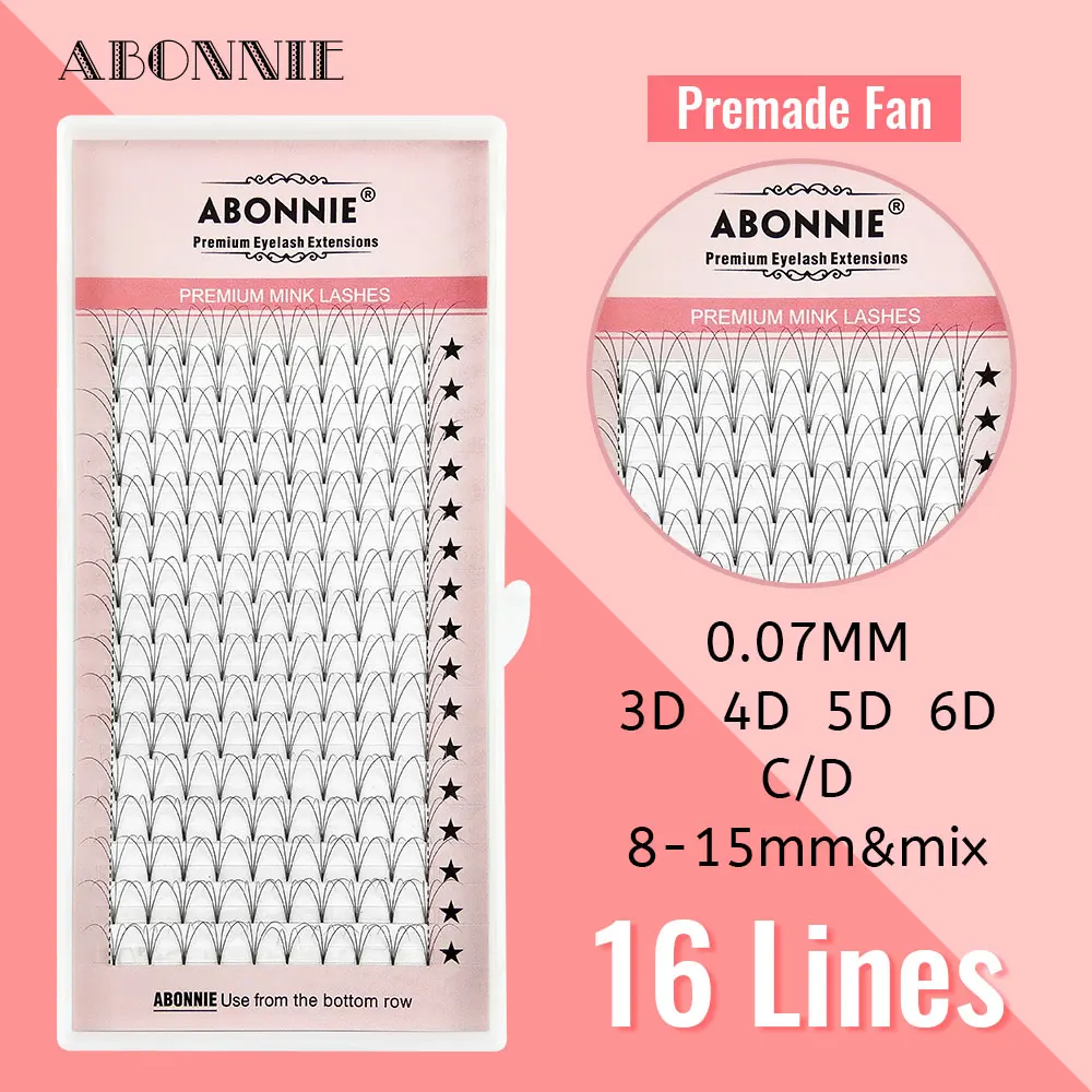 ABONNIE ресницы готовые объемные широкие вентиляторы 3d/4d/5d/6d/10d короткие Стволовые