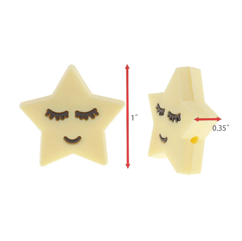 20 piezas de cuentas de silicona para beb&eacute;s, cuentas para masticar, estrella sonriente, accesorios para beb&eacute;s, collar sin BPA, cuentas para dentici&oacute;n, art&iacute;culos para beb&eacute;s-2
