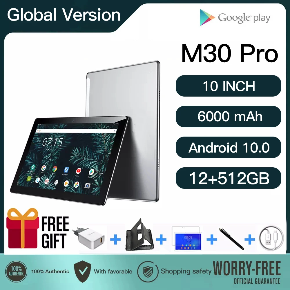 Tableta M30 Pro versi&oacute;n Global, Tablet de 10,1 pulgadas, Android, PC, Mtk6797, 10 n&uacute;cleos, 12 + 512GB de ROM, tableta con llamadas telef&oacute;nicas y Windows-0