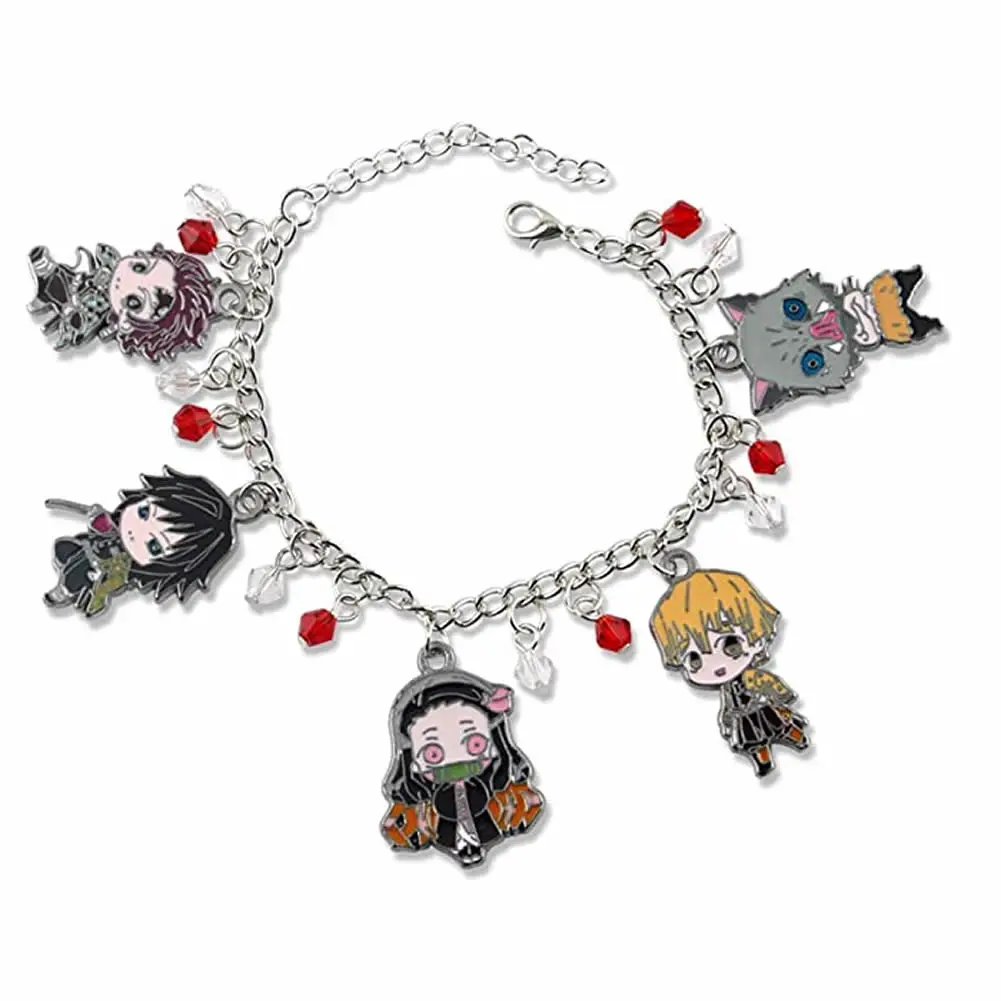 

CosNoble Demon Slayer Bracelet Anime Kamado Tanjirou Cosplay Keychain Charm Pendant