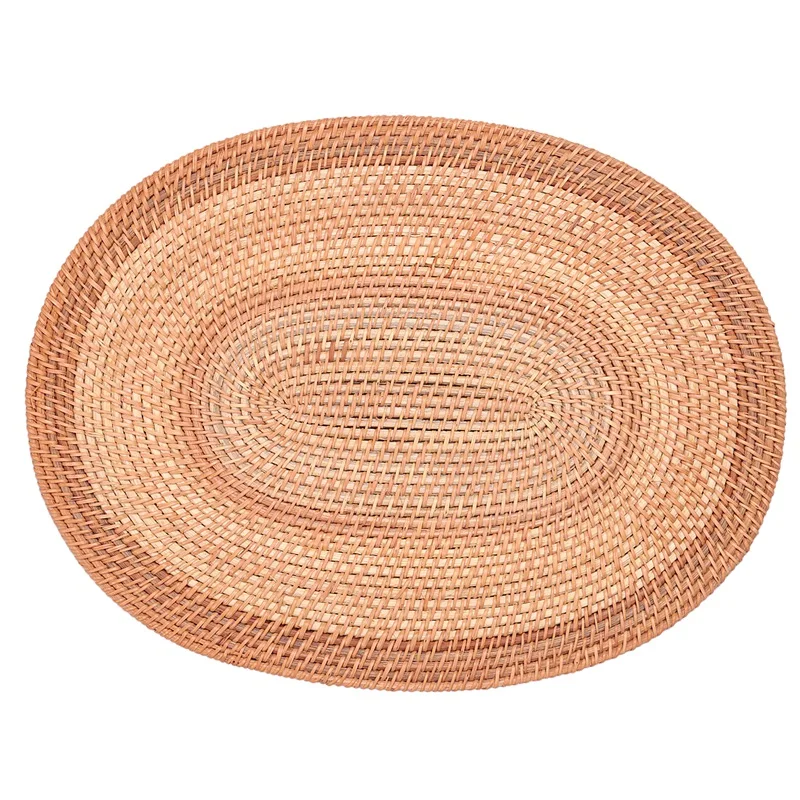 

Oval Rattan Placemat,Natural Rattan Hand-Woven,Tea Ceremony Accessories,Suitable for Dining Room, Kitchen,Living Room