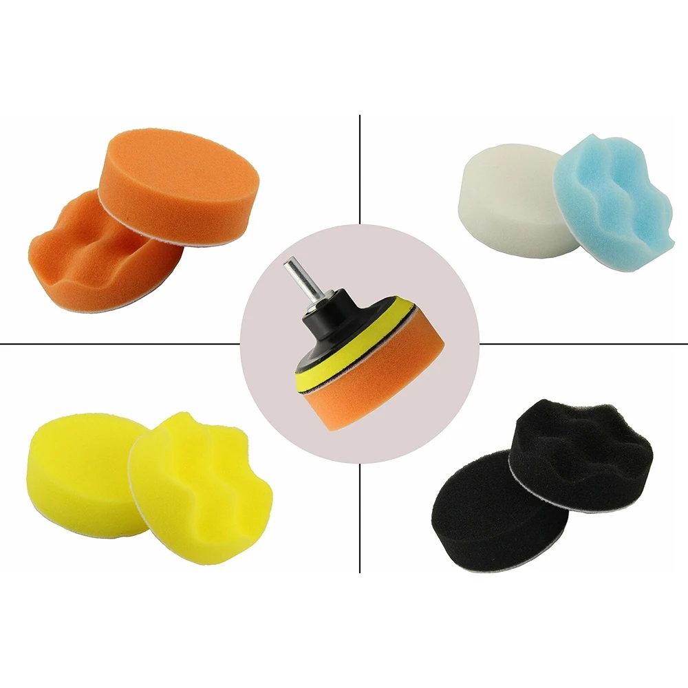 11 шт. вафельный воск Полировка Губка Pad Kit Очистка автомобиля Дрель адаптер|Детали