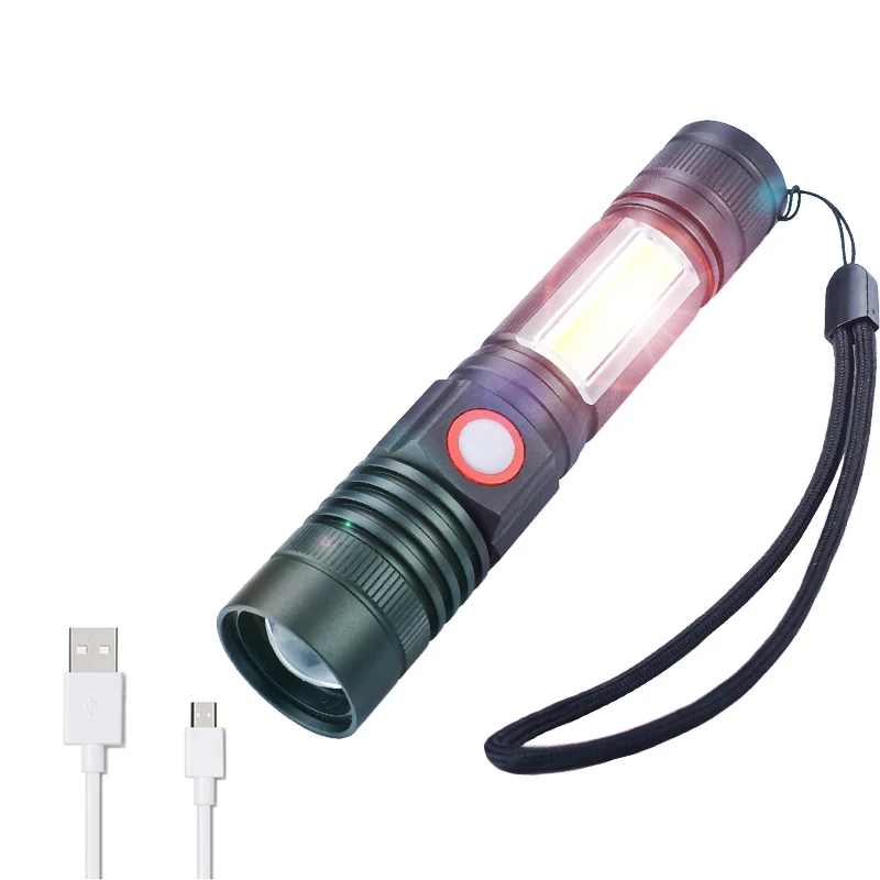 XML T6 высокой мощности Светодиодный фонарь с приближением Портативный COB Sidelight USB