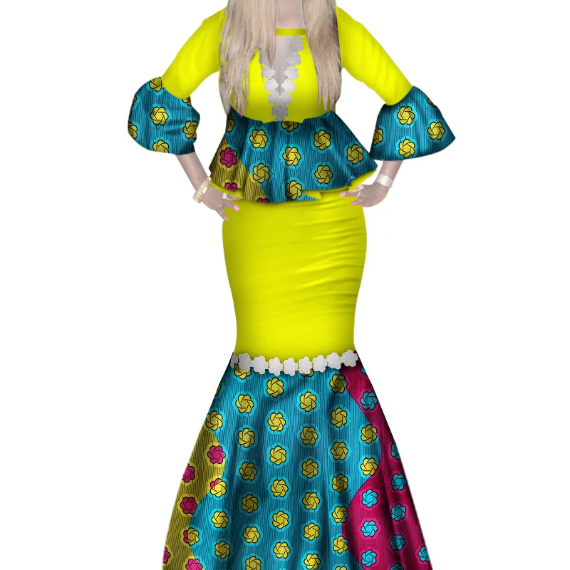 Платье женское с восковым принтом длинное кружевное вечернее платье