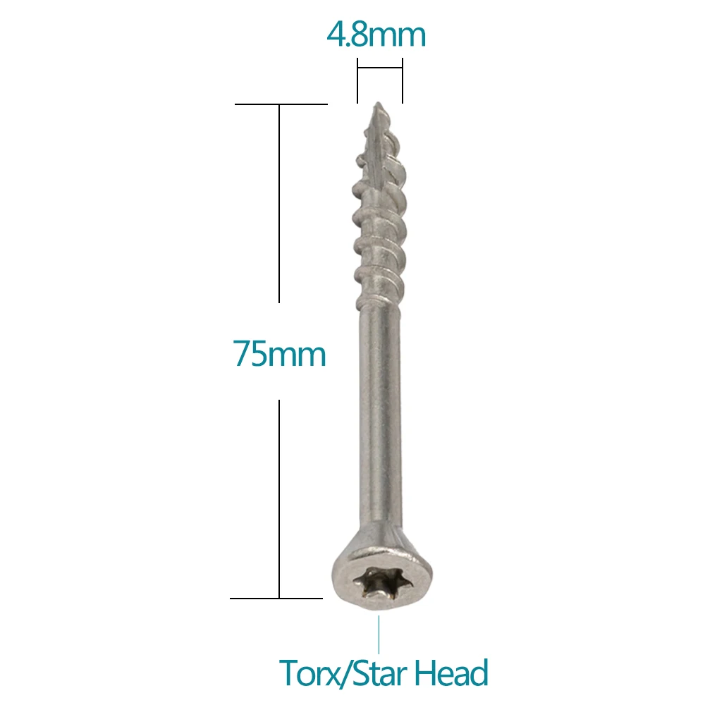 #10 × 3 Torx слот Звездный привод тип 17 нержавеющая сталь деревянные палубные винты 150