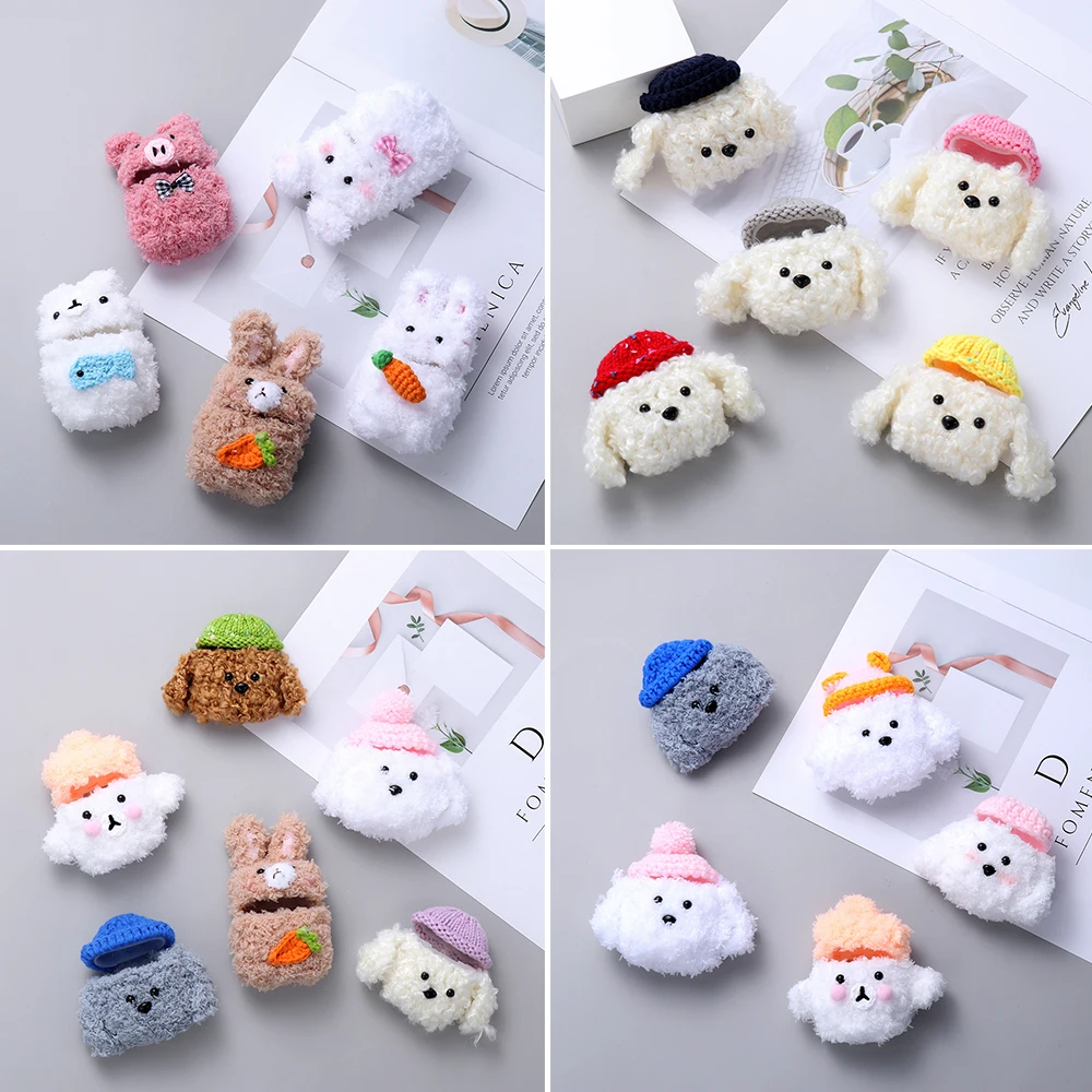 Case Shockproof Cover For Airpods Cute Dog Knitted plush Anti-lost Protective Accessories for Apple AirPods 1/2 | Электроника