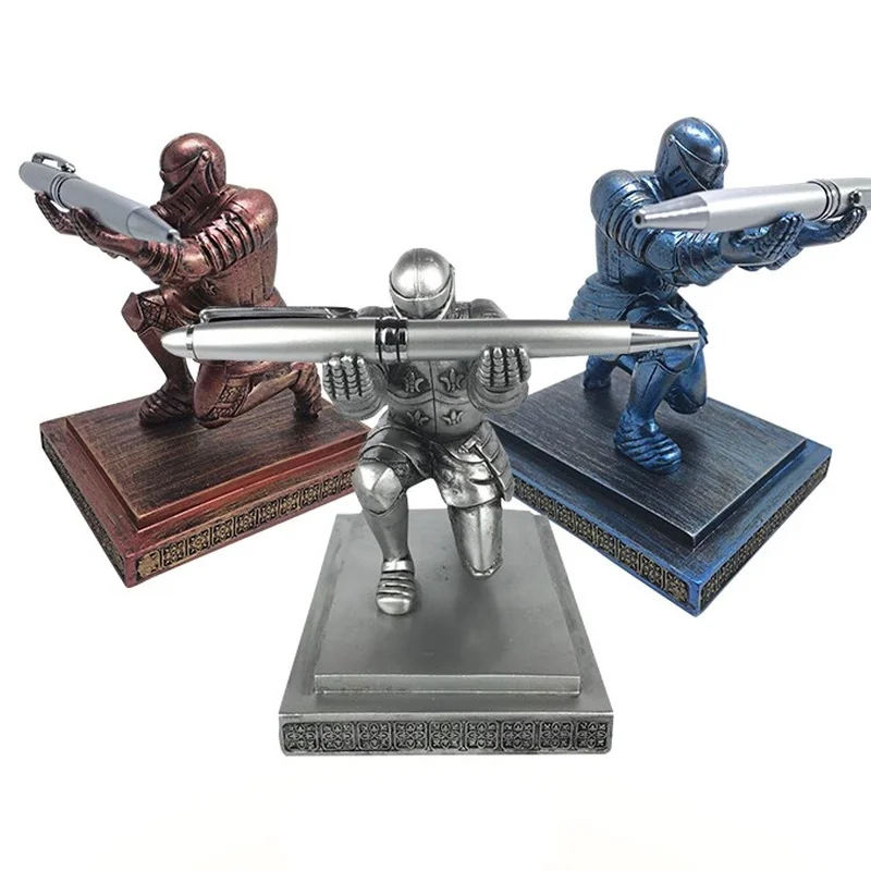 

Knight Pen Holder Executive Soldier Figurine Pencil Stand for Office Accessories Pen Stand Desk Organizer Pencil Holder