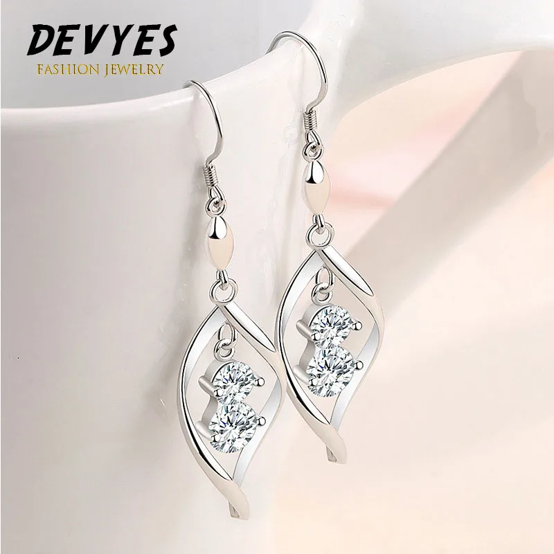 

New Simple Cubic Zirconia Drop Earrings Long Tassel Temperament Female Twist Earrings Fashion Jewelry for Women