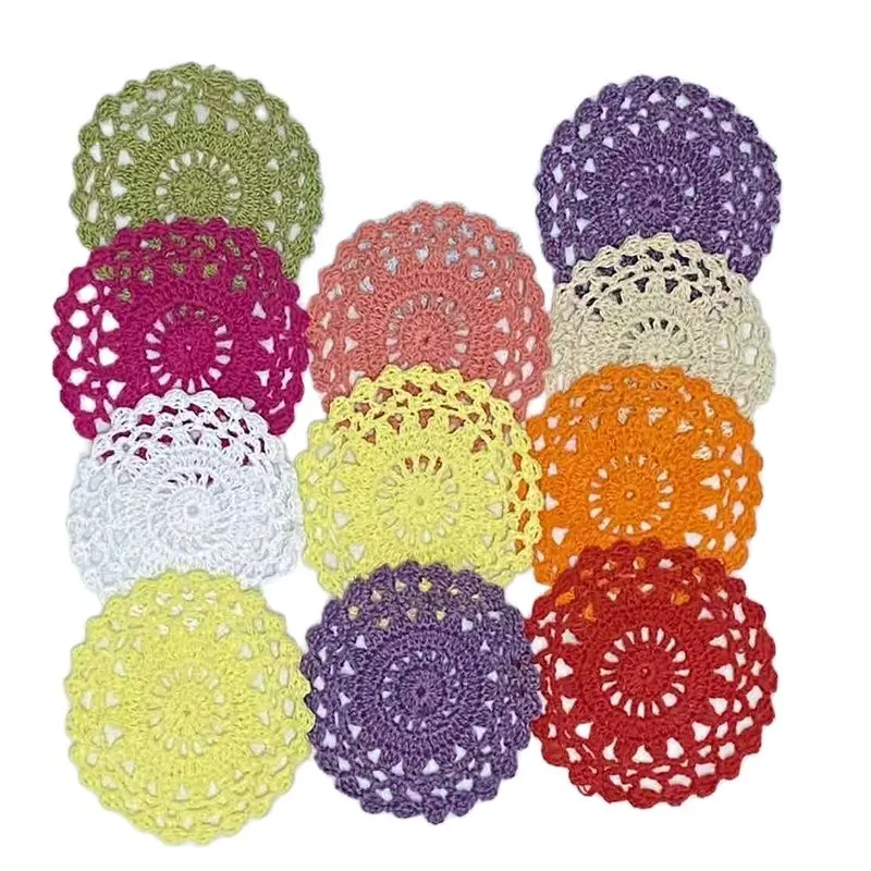 

HOT Lace Round cotton table place mat dining pad Cloth crochet placemat cup mug tablecloth tea coaster handmade doily kitchen