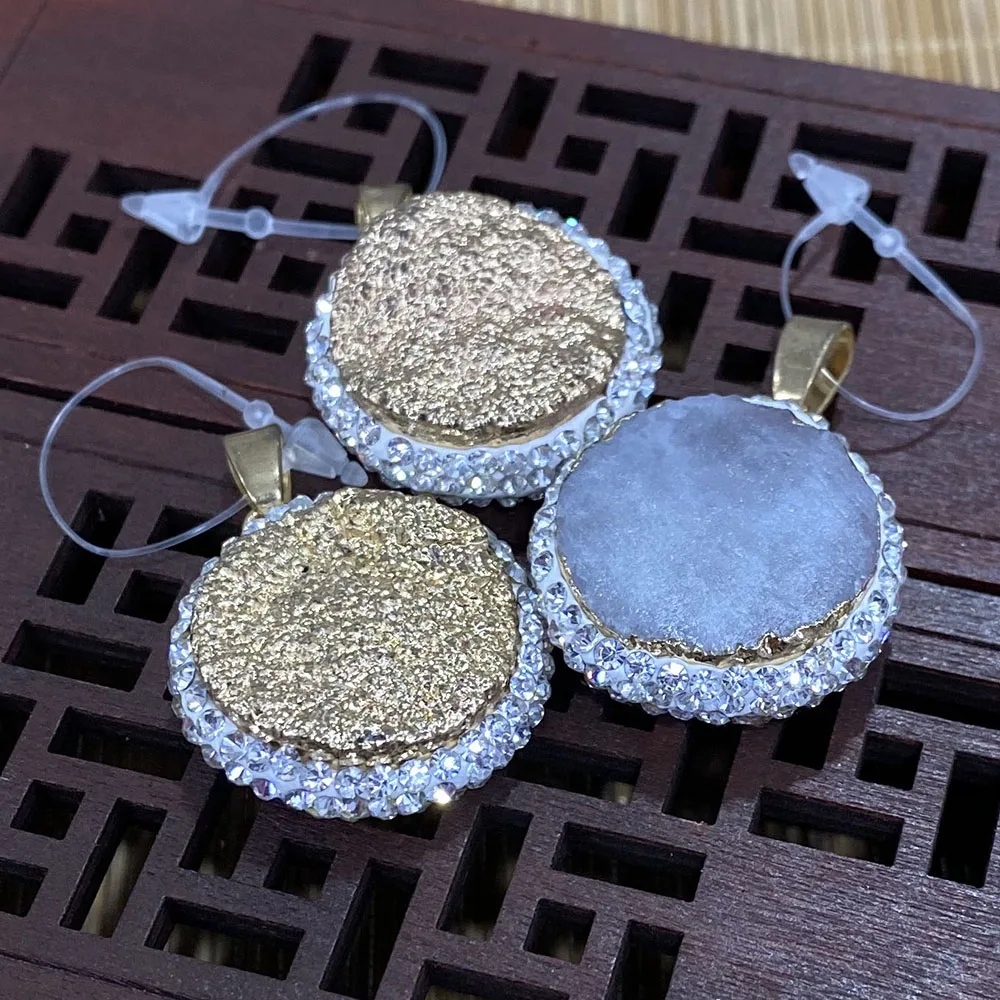 

Natural Crystal Stone Round Pendant for Jewelry Making DIY Exquisite Necklace Earring Accessories Wholesale Reiki Healing