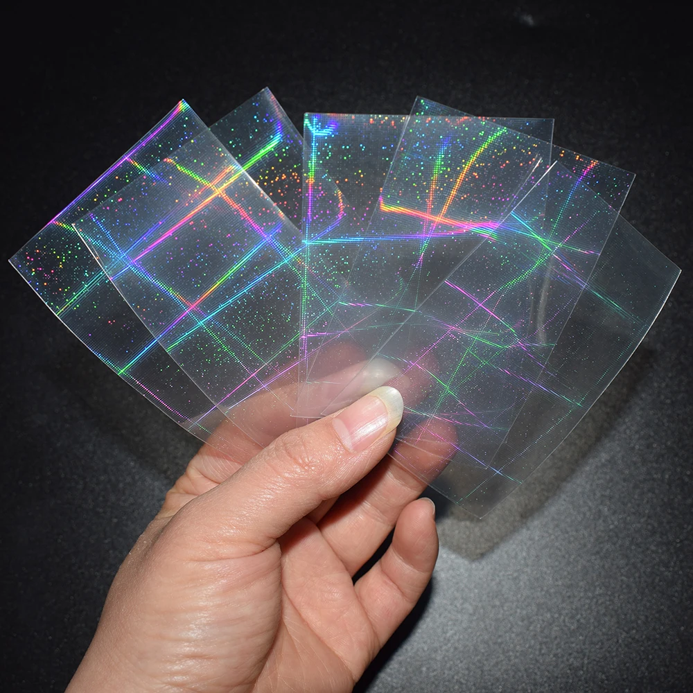 200pcs 57x87mm UNSEAL Plaid Small Cards Transparent Laser Clear Sleeves Korea Idol Photo Protector Trading Shield Cover | Спорт и