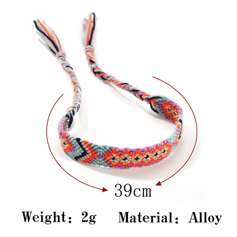

Boho Ethnic Colorful Braided Bracelets Bangles Handmade Adjustable Weave Rope Wide Chain Bracelet For Women Men Jewelry
