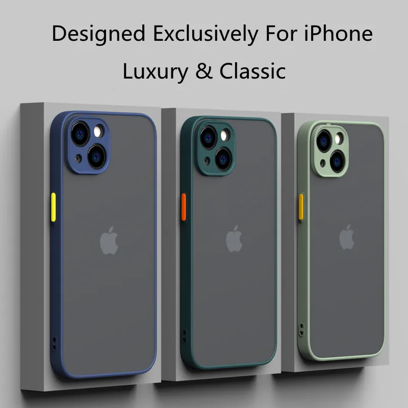 luxury matte transparent phone cases for iphone 11 12 13 pro xs max mini x xr 8 7 6 plus se 2 camera protection shockproof cover free global shipping