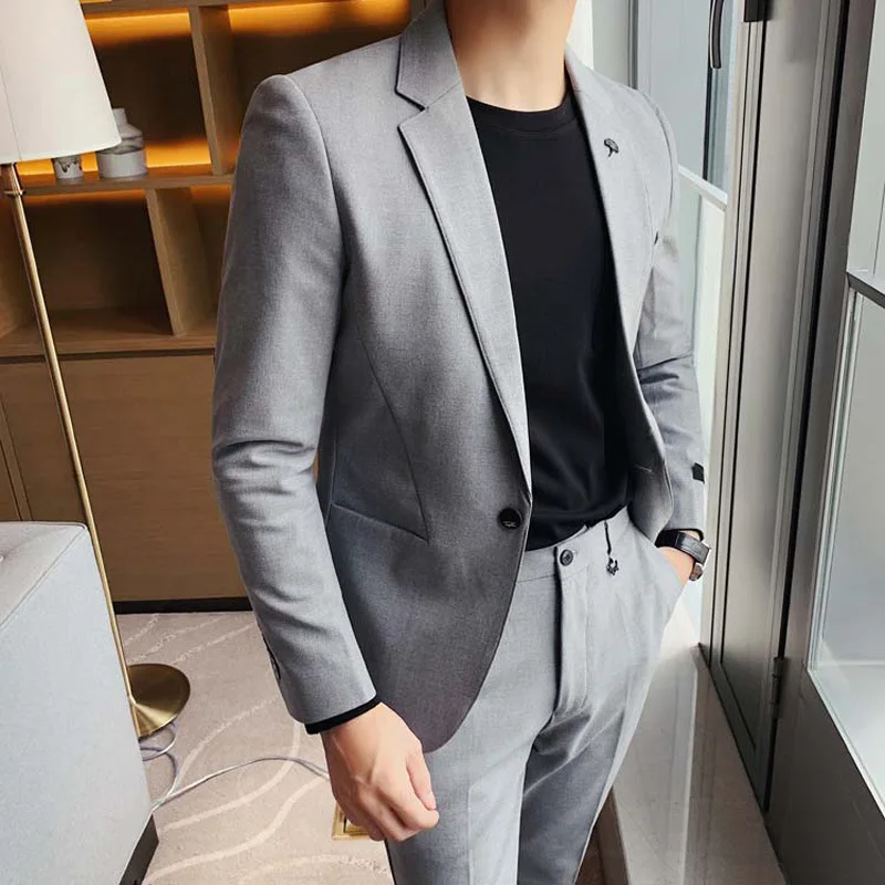 

Новинка 2021, мужской костюм из двух предметов, приталенный костюм для жениха в британском стиле