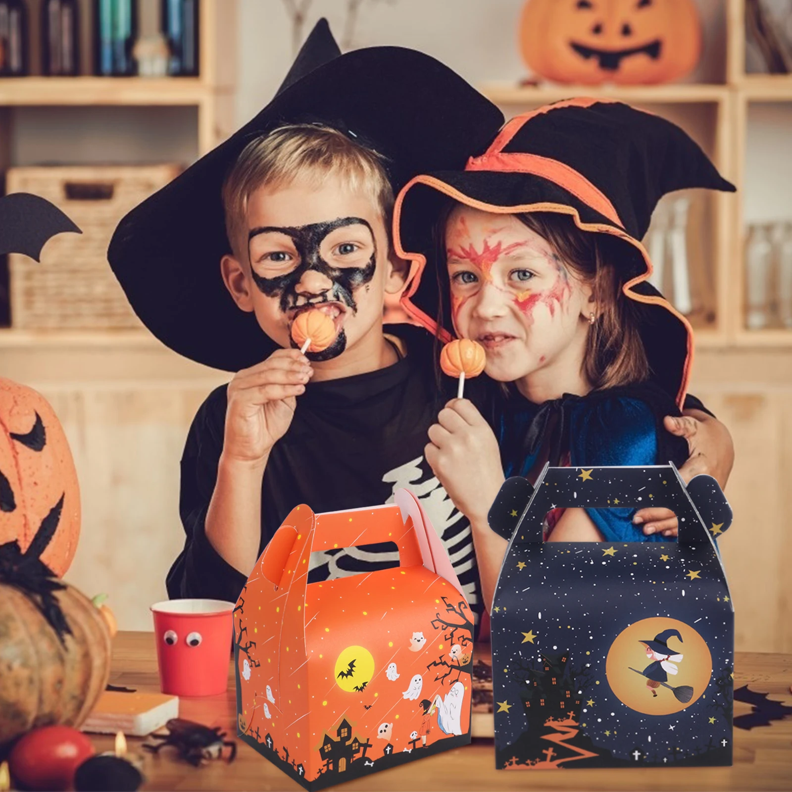 

12 шт., бумажные коробки для выпечки тортов на Хэллоуин
