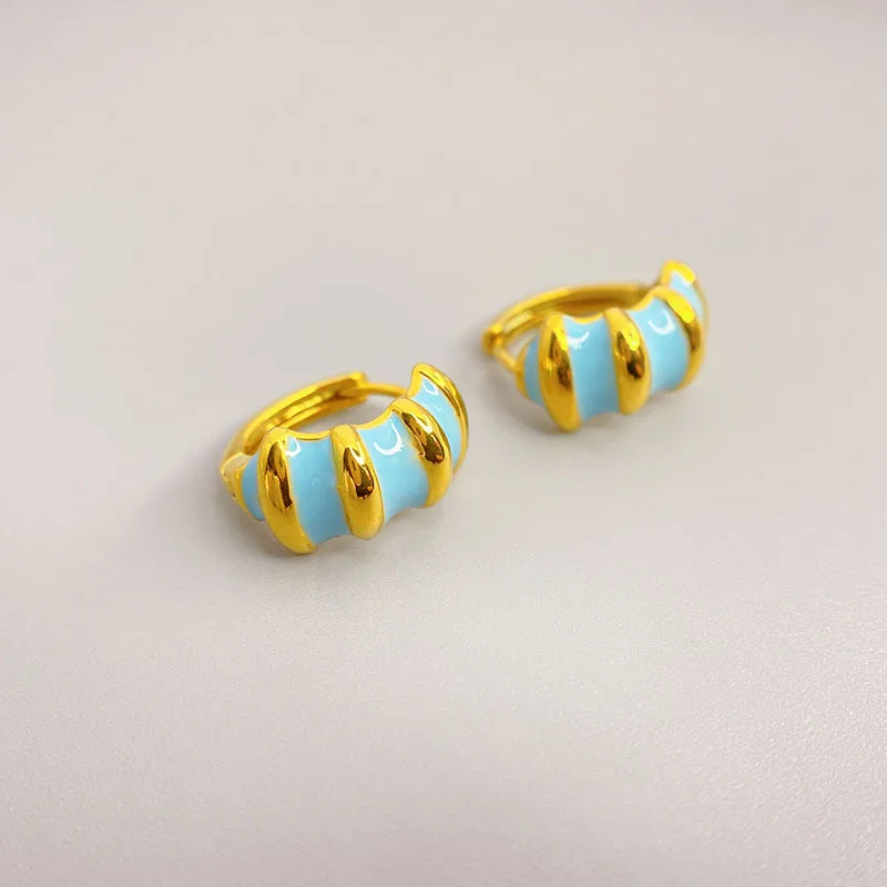 

Французские стильные синие серьги-кольца WTLTC для женщин, простые круглые серьги-кольца с подвесками, модные женские украшения для ушей