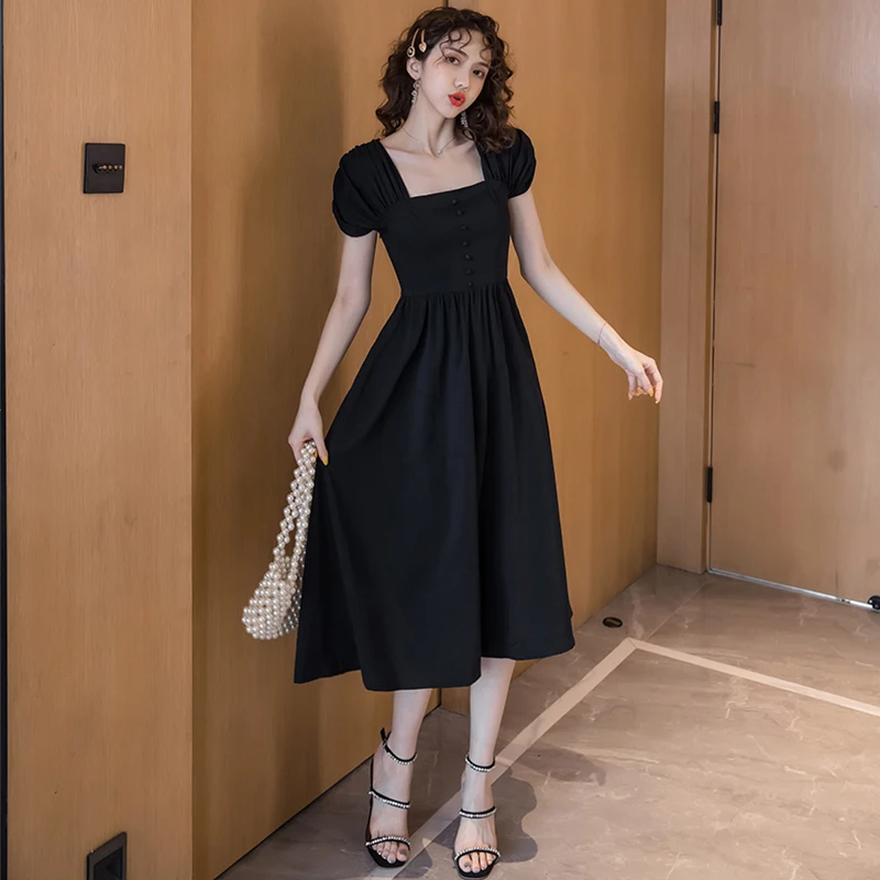 

2021 Fashion Women Short Sleeve dress casual high waist A line Midi Dress Ladies Summer Holiday Party Female Dresses sexy dress