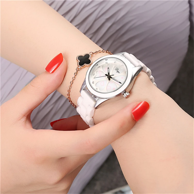 

LADIES WHITE WRISTWATCH CERAMIC QUARTZ WATCH WOMEN LUXURY BRAND FASHION BUTTERFLY DRESS BRACELET CLOCK WATERPROOF RELOJ MUJER