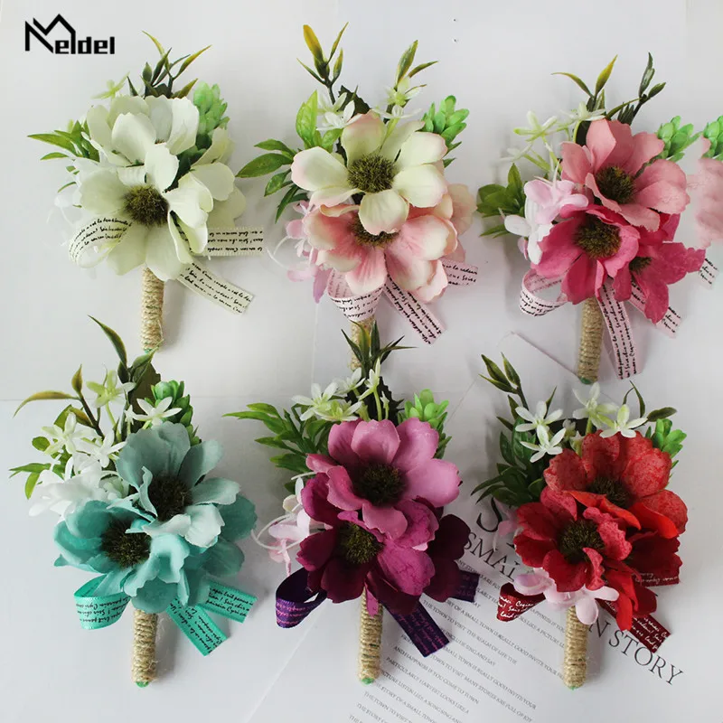 Meldel шелковая Гортензия бутоньерка для шафера свадебные цветочные бутоны