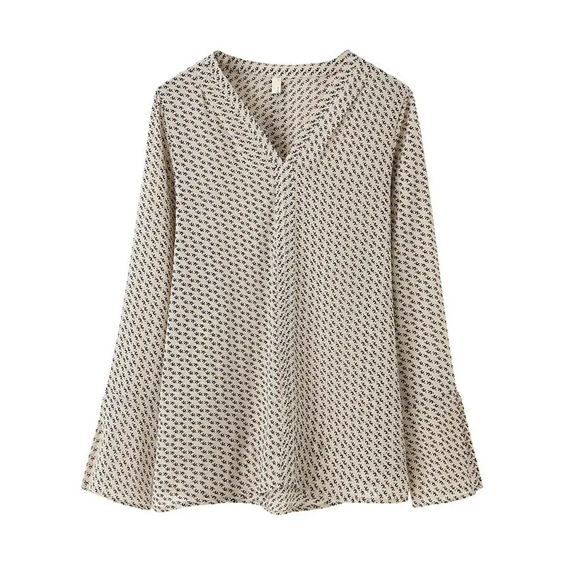 

Original Ladies Shirt Summer Retro Temperament Wild Shirt Split Long Sleeve Printed Chiffon Shirt 2020