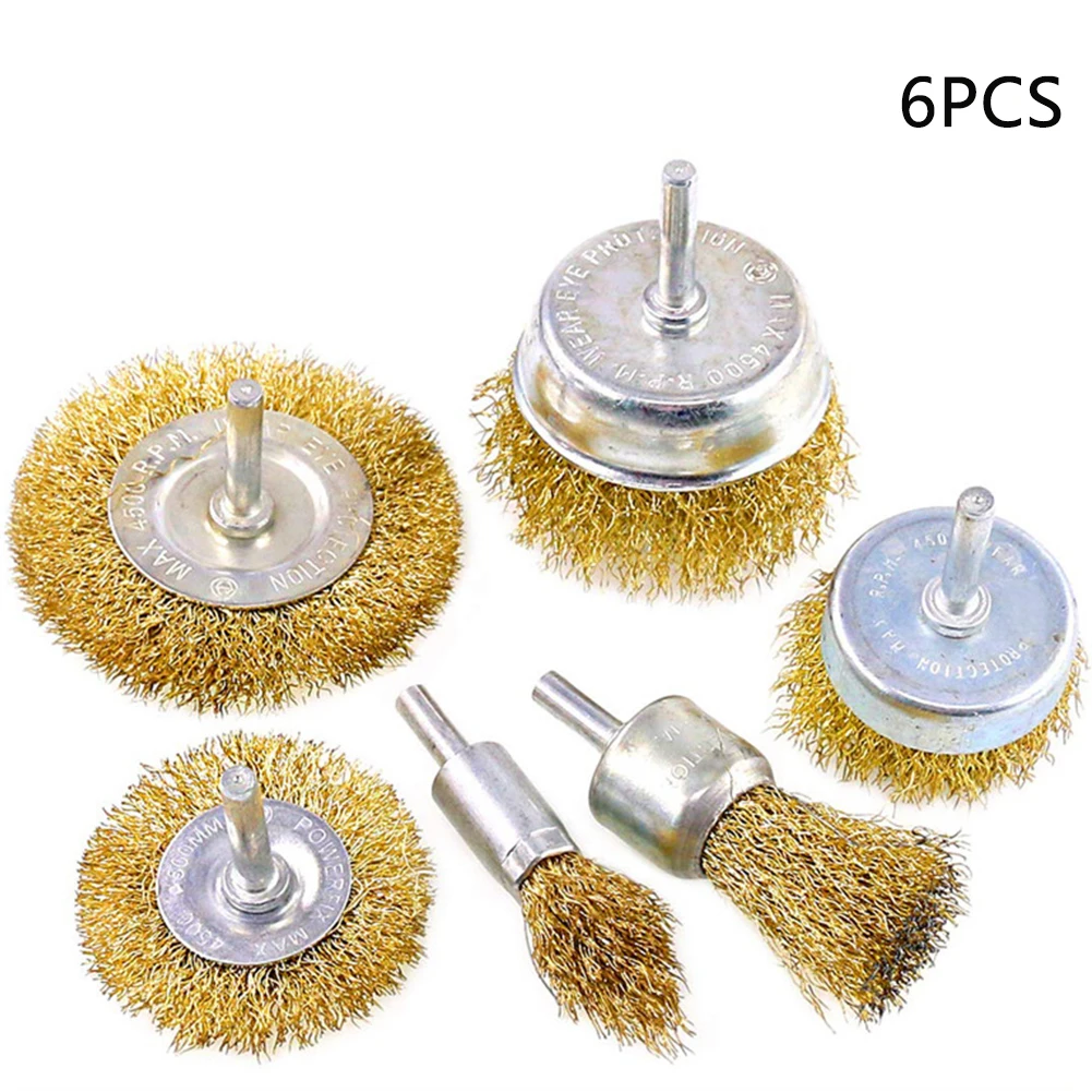 

Practical Drill Removal Rust Wire Brush Electric Grinder Brass Coated Home With 1/4 Inch Shank Manual Wheel Cup Repairing