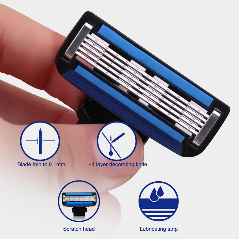 

Men Manual Razor 5-layer Shaver Safe Face Care Beard Shaving Tool Kit with Beard Foam MPwell