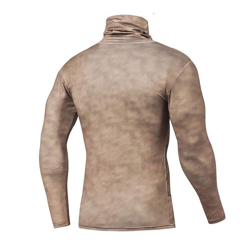 Мужские компрессионные рубашки с высоким воротником для бега в тренажерном зале