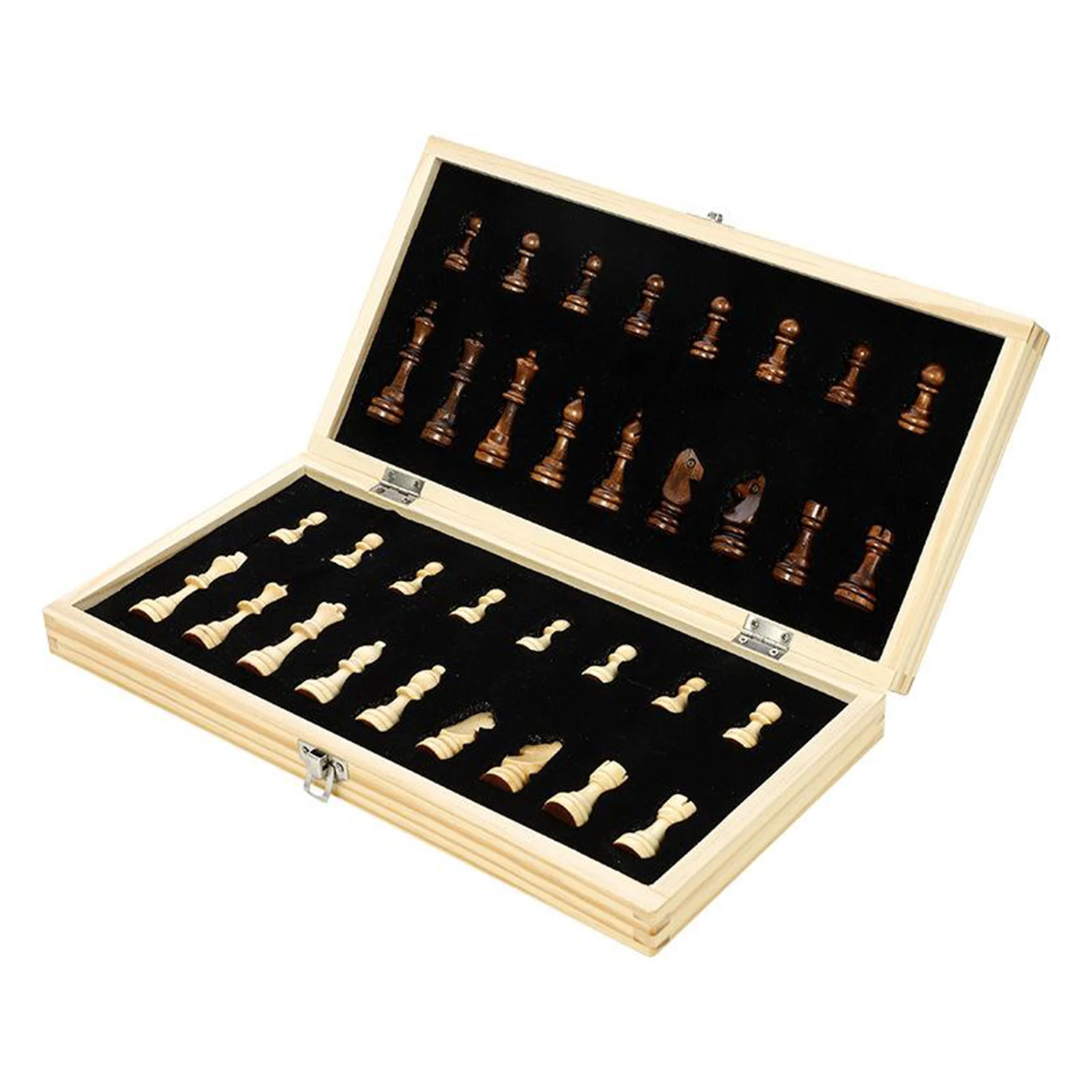 

Wooden Magnetic Chess Board 15" x 15" Interior Storage for Kids Adults