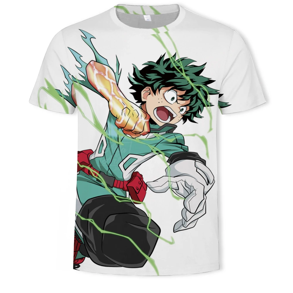 

My hero Japanese academy manga 3d printing anime t-shirt oversized o-neck short sleeve men's t-shirt teen clothing