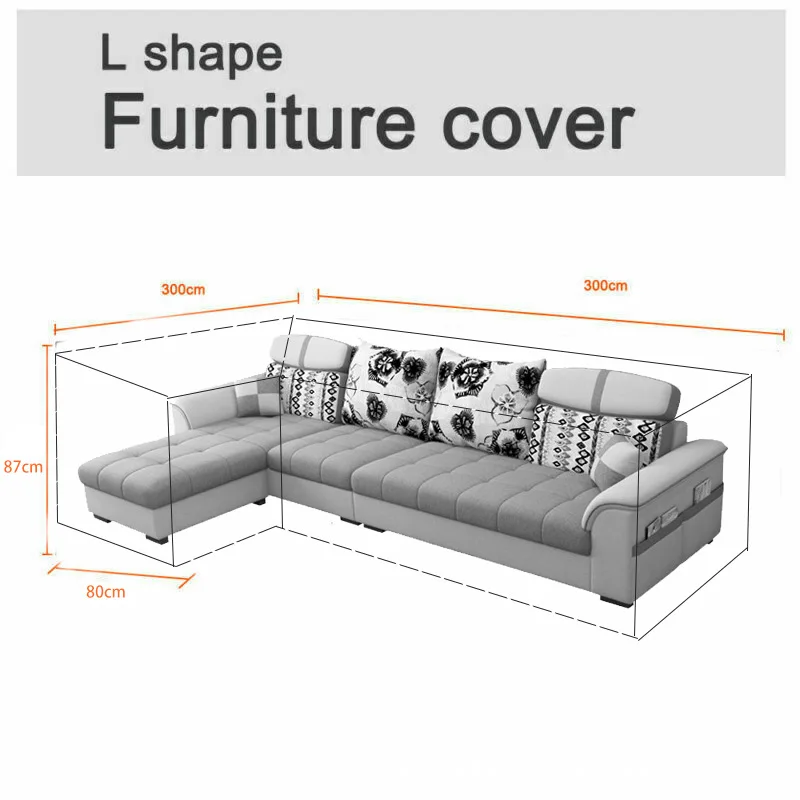 Черная ткань Оксфорд водонепроницаемый уличный L образный угловой чехол для