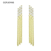 ccfjoyas 2021 new trendy design 925 sterling silver drop earrings simple gold color tassel chain earrings wholesale
