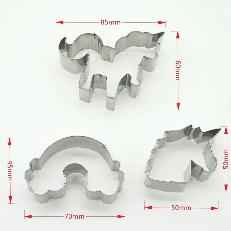 New 3 pcs/set stainless steel cookie mold unicorn and auspicious clouds cookie cake mold baking tool DIY cookie mold