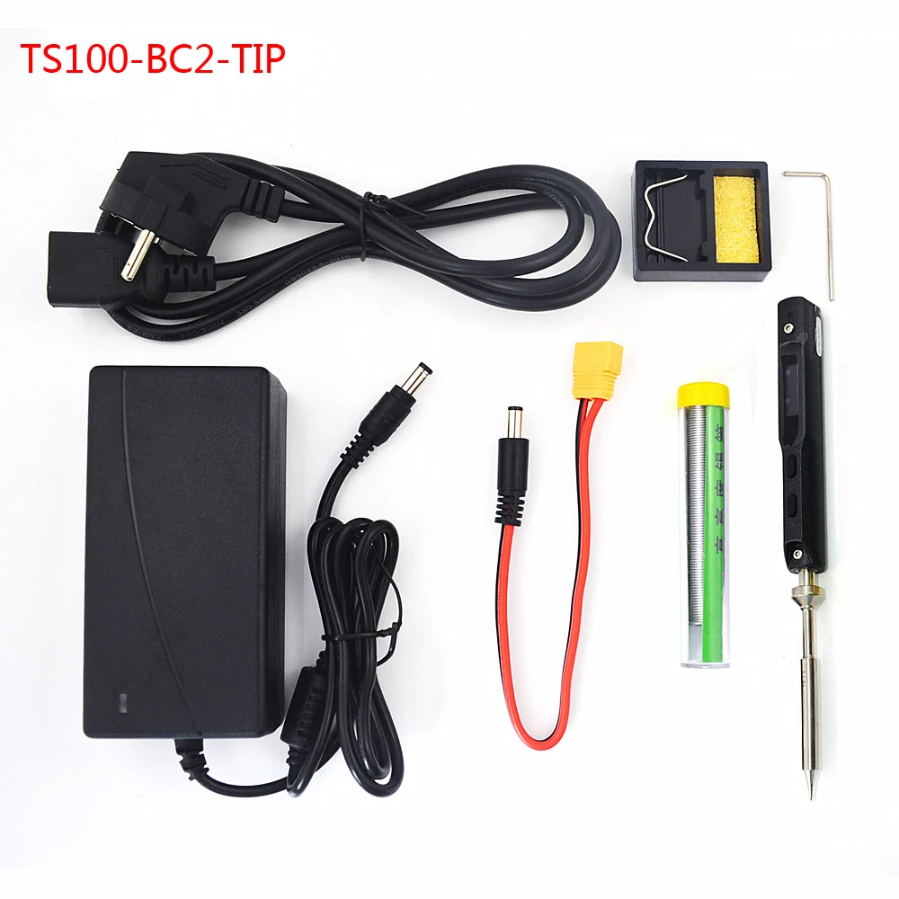 TS100-BC2 adapter TS100 65 Вт 240 В мини электрический утюжок набор инструментов цифровой OLED дисплей регулируемая температура и сварка источник питания - Цвет: TS100-BC2 adapter