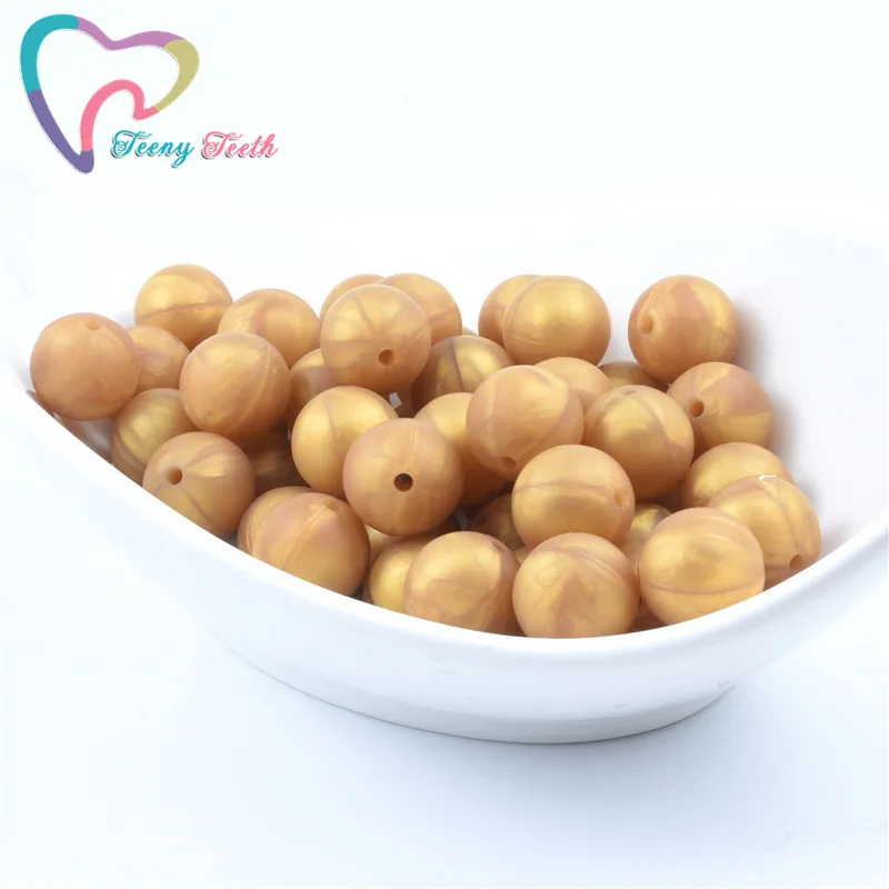 Силиконовые шарики для прорезывания зубов металлические золотые пищевые