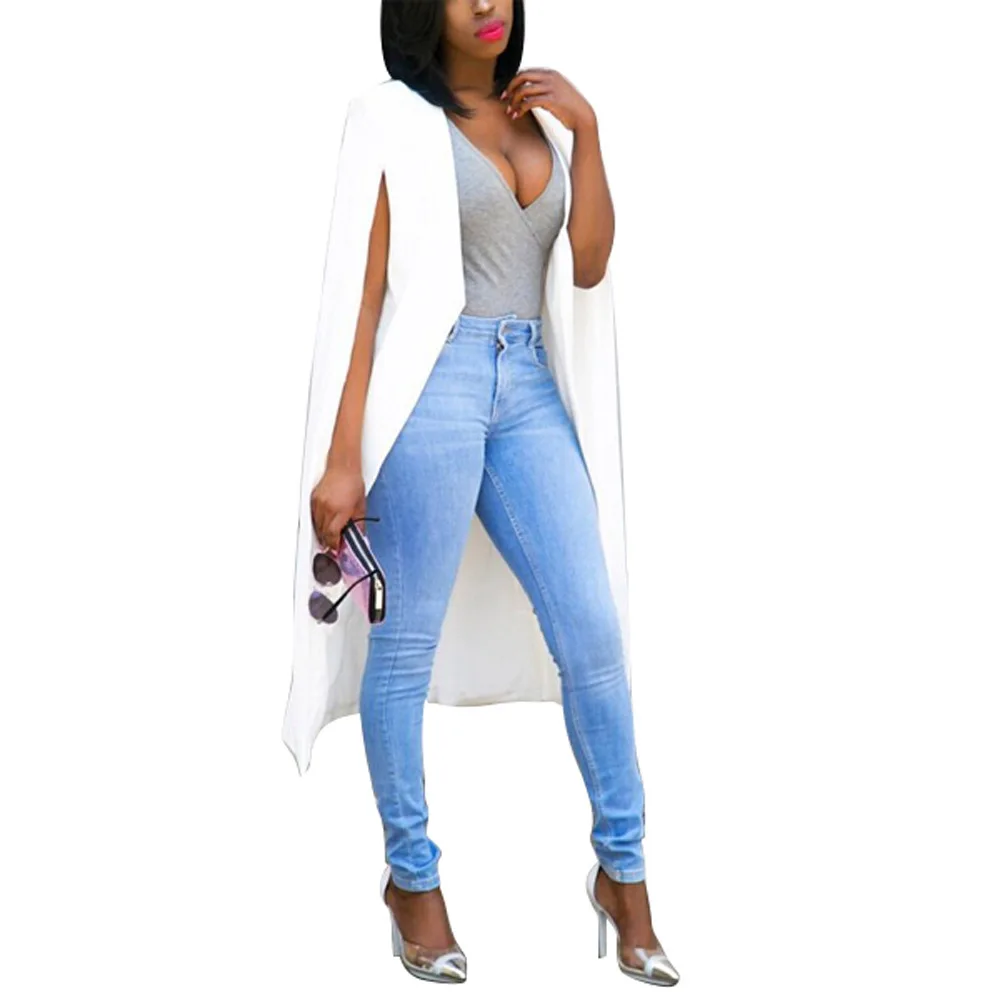 

2021 hot sale women's long black and white two-color fashion blazer in stock