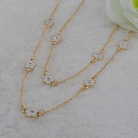 cute flower shaped charm romantic chain necklace double golden ladies fashion wedding jewelry