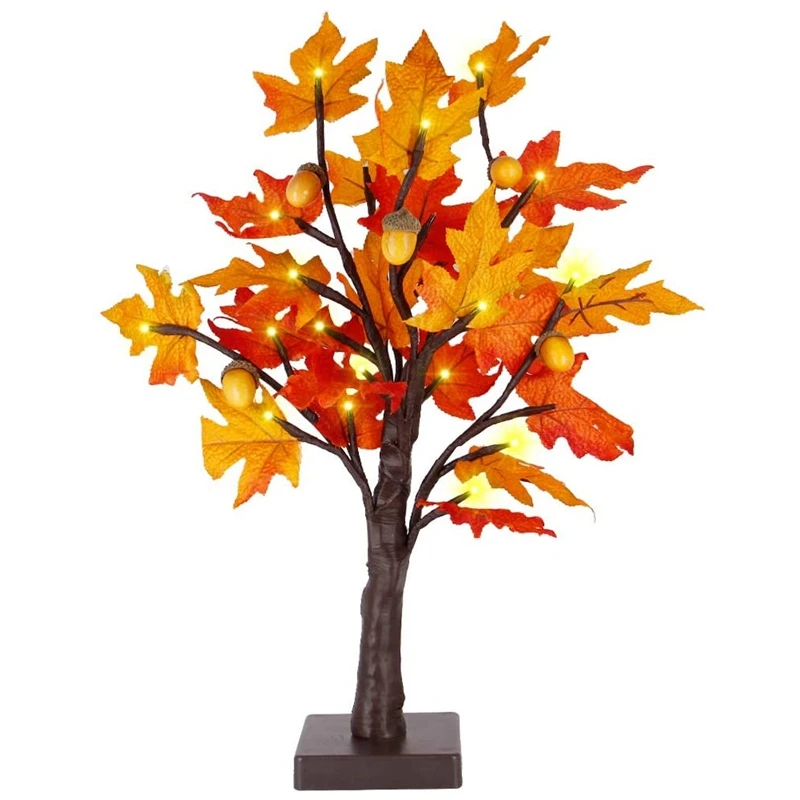 

Tabletop Lighted Maple Tree Battery Operated, Thanksgiving Table Decoration Lights, Maple Leaves And Acorn Autumn Tree