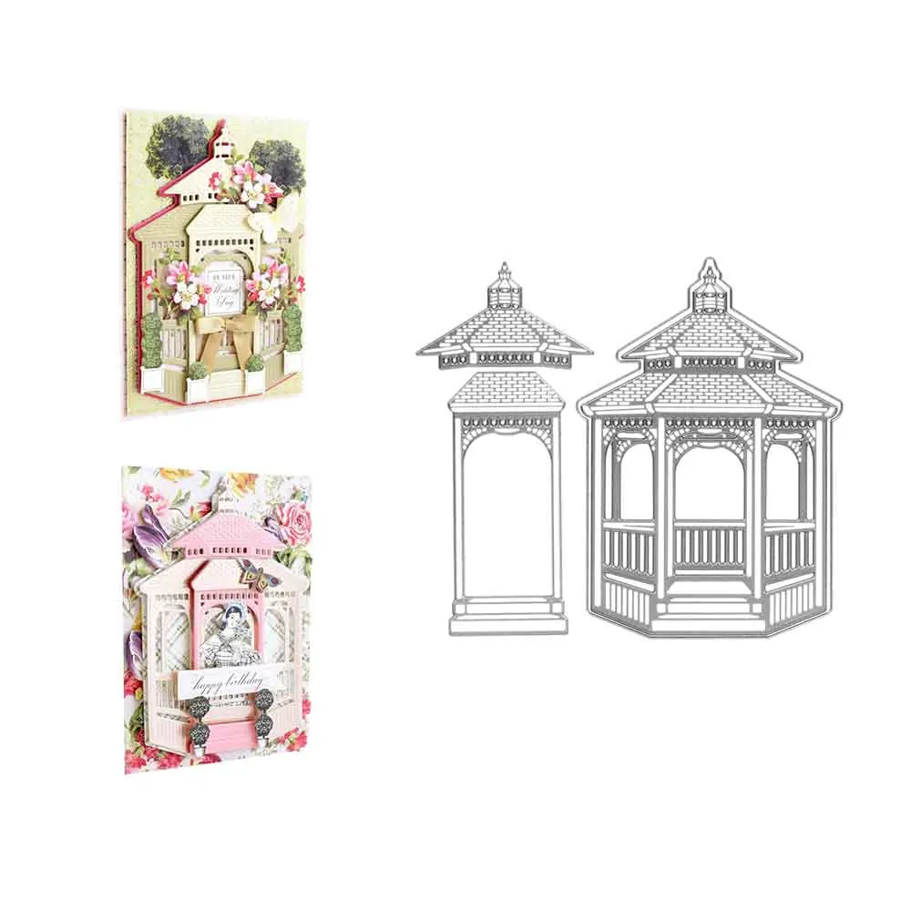

Pavilion Arrival New Metal Cutting Dies Scrapbook Diary Decoration Stencil Embossing Template Diy Greeting Card Handmade