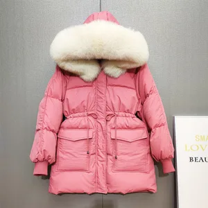 2020 Winter Down Jacket Female Puffer Women's Down Jackets Women Hooded Big Fur Collar Warm Coat