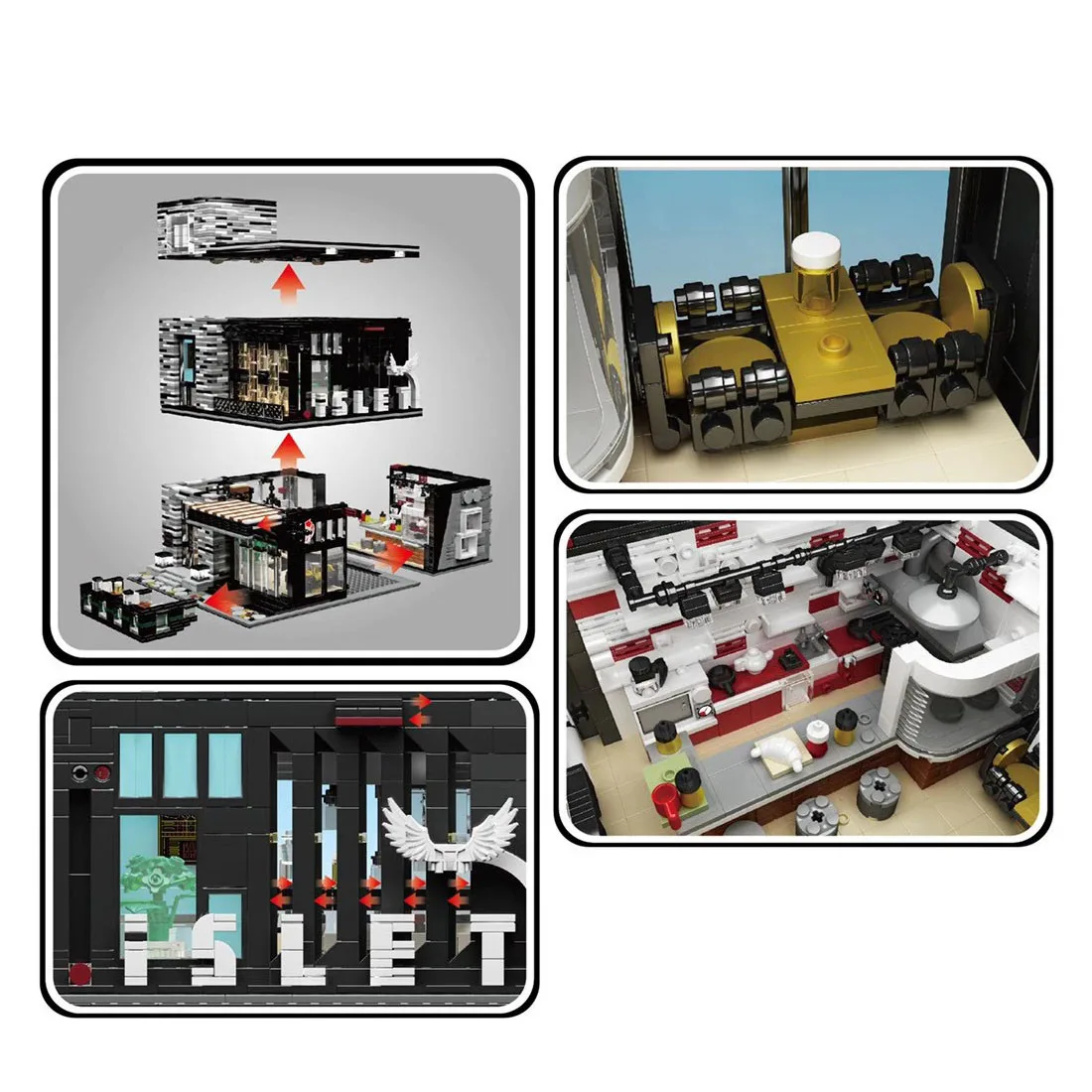 

3992+Pcs Street View Bar Model DIY Pub Building Blocks Toy With Lights Training Toy For Children Educational Toys Birthday Gift
