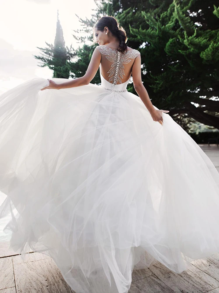 

BAZIIINGAAA Simple Wedding Dress Lace Little Beading Strapless Dress Luxury WeddingGowns Bridal Can Be Washed Bride Dresses