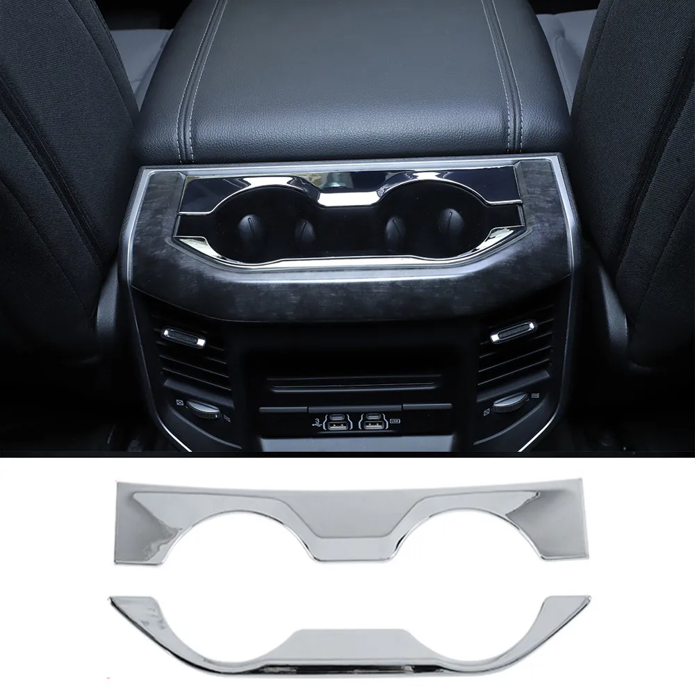 

ABS Armrest Box Rear Water Cup Holder Cover Decorative Trim Fit for Dodge Ram 2018-2021 Interior Car Accessories