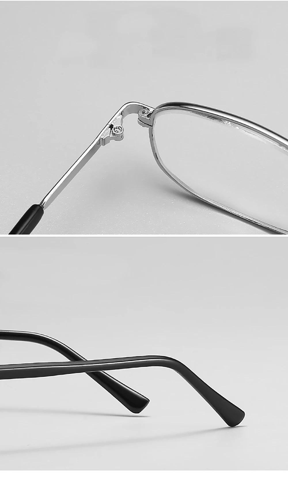 Anti-Scratch Lesebrille Retro Quadrat Presbyopie Brillen Mit Glas Linsen Metall Hyperopie Brillen männer gläser + 3,5 + 4 – Detail 8