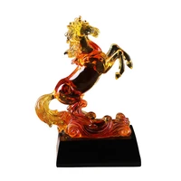 crystal horse figurines statue resin horse success animal sculpture paperweight table ornament kids birthday gifts home decor