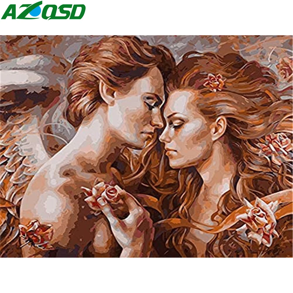 AZQSD-pintura por número de retrato para adultos, dibujo sobre lienzo, pintura al óleo por números, Marco Diy, regalos únicos