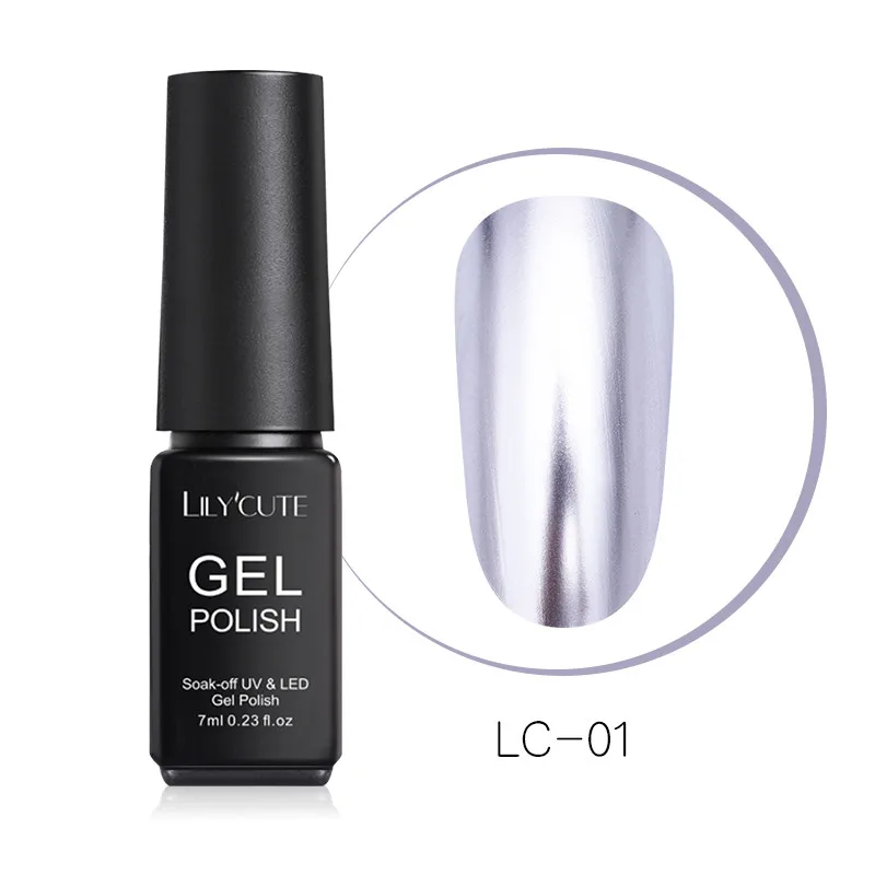 7ml 01 LILYCUTE металлический зеркальный Серебряный Гель-лак замачиваемый УФ-Гель-лак для нейл-арта лак стойкий маникюрный дизайн лак - Цвет: 7ml 01