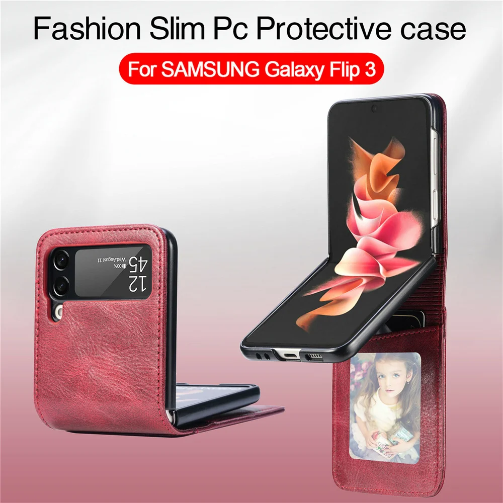 

Luxury Leather Phone Case For Samsung Z Flip 3 All-Inclusive Card Cover Wallet Style Phone Protective Case For Samsung Z Flip 3