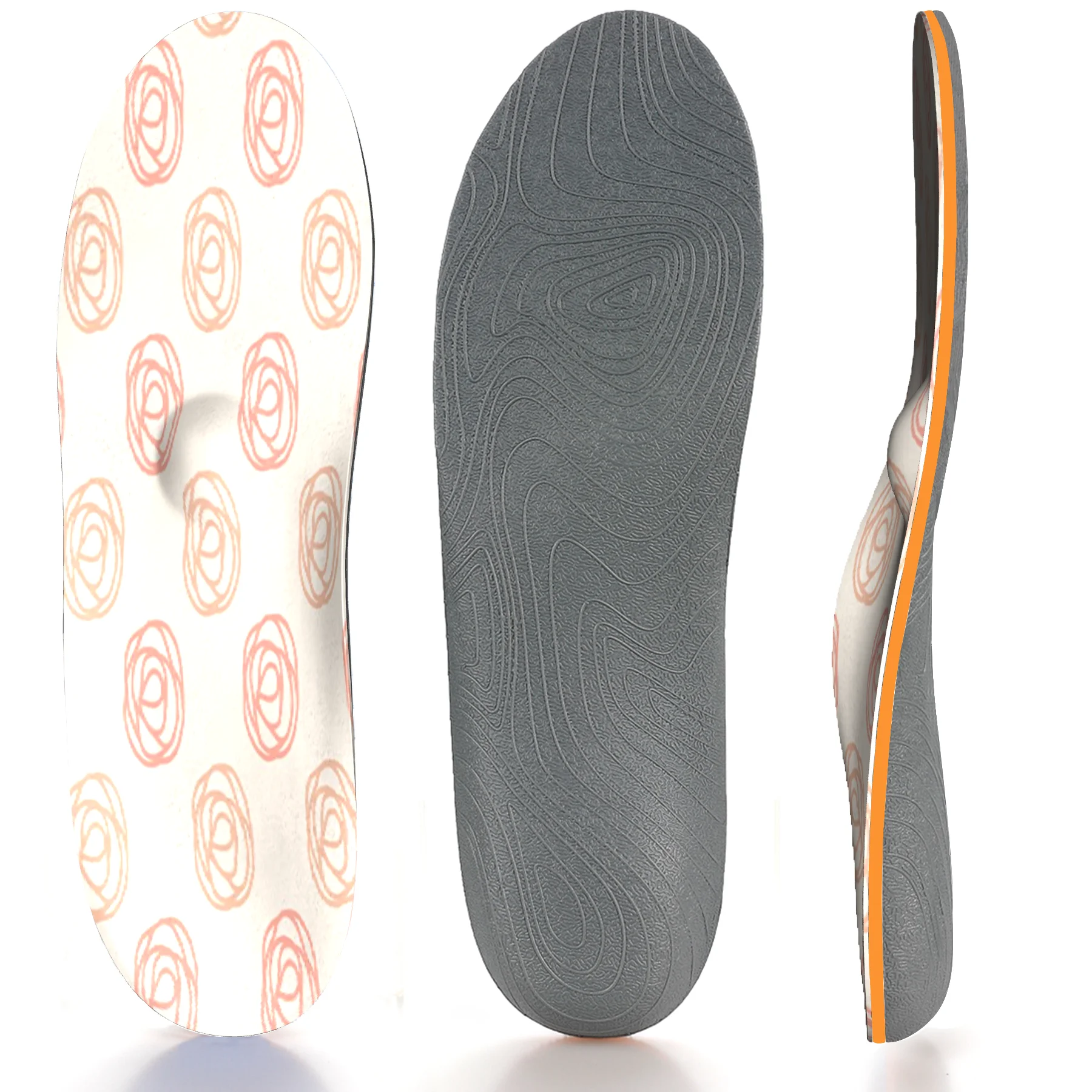 

Orange Pattern High Arch Support Insole Memory Foam Ease Plantillas Fascitis Plantar Foot Pain Orthopedic Insoles for Women