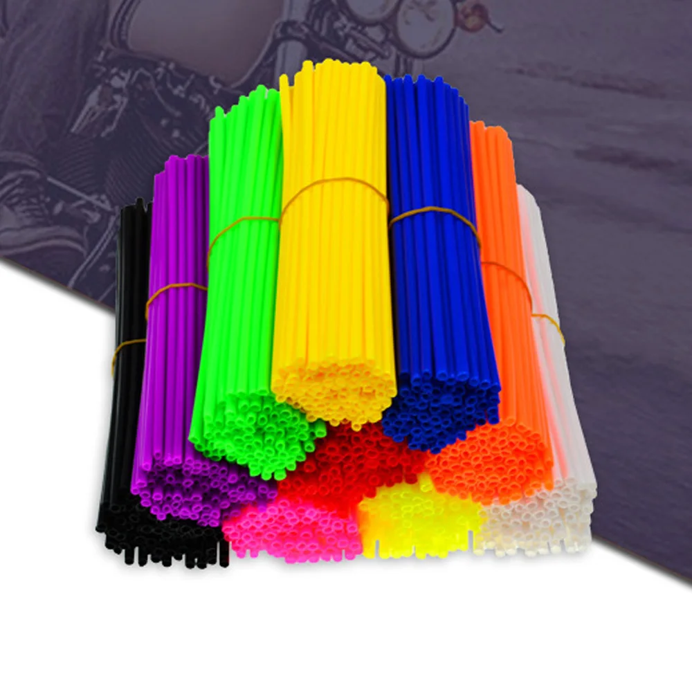 72 Buah/Set 24Cm Sepeda Berbicara Fluoresensi Klip Tabung Pelek Roda Sepeda Penutup Kawat Baja Jari-jari Motor Aksesori Peringatan