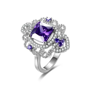 Russian Purple Ring For Women Fashion Grandeur Trendy 925 Sterling Silver Ring Brand CZ Ring Cut Unique Design FR351H70